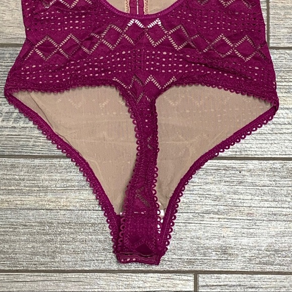 NWT $68 Free People XS M or L Thank You Never Bodysuit Top Shirt Magenta - Picture 13 of 16
